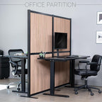 VIVO Modular Wall System, 2 PET Panels, Modern Professional Office Cubicle Dividers, Freestanding Privacy-Screen, 66 inches High, Wood Slat, Black Frame, PP-MWS63BWD