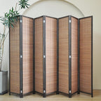Furnnylane 7 Panel Bamboo Room Divider - Folding Screen for Room Separation, 67" H x 107.5" W
