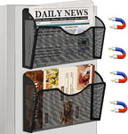 KZWKRG 2PCS Magnetic File Holder - No Drilling Magazine Paper Document Holder, Magnetic File Paper Mail Organizer, Magnetic Hanging File Organizer for File Cabinets, Office, Whiteboard