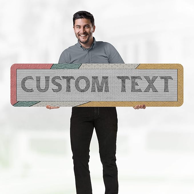 Custom Sign, Custom Street Sign, 11 Font Colors, 13 Font Styles, 4 Hole Options, 22 Sizes, 12x48 Inches, Rust Free DiBound, Fade Resistant, Made in USA by My Sign Center (Fauxsaic 2)