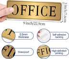 The Office Sign for Home and Business Door，Self-Adhesive Waterproof and Fade-Resistant Brushed Gold Office Sticker for House，Business，Door, Window