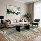 GENIMO 6x9 Area Rug-Washable, Lightweight Foldable Low Pile Carpet with Rubber Backing, Modern Pet Friendly Decorative Rug for Living Room, Bedroom, Playroom, Gray Mist