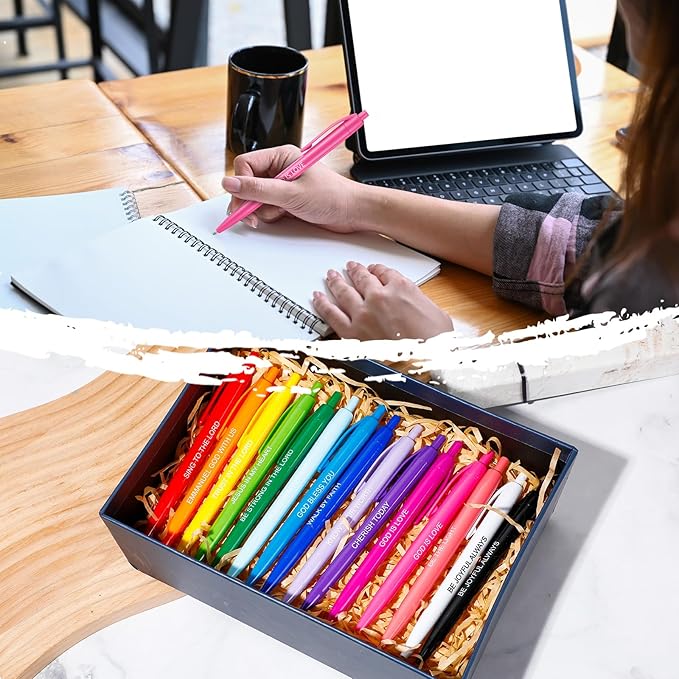 90 Pcs Ballpoint Bible Pen Inspirational Scripture Quotes Black Gel Ink Pens Bulk Religious Retractable Rolling Ballpoint Pens for Party Favors Back to School Gift Supplies (Christian)