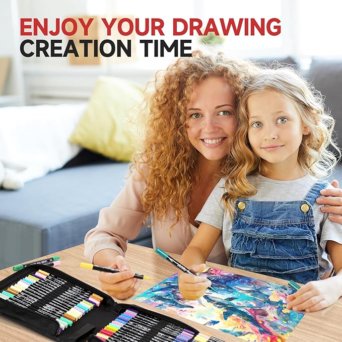 Acrylic Paint Markers,72 Colors Dual Tip Acrylic Paint Pens with Brush and Fine Tips for Rock Painting,Glass,Wood,Ceramic,Canvas,Stone, Vibrant Color Ideal for Artists, Crafters, DIY Projects