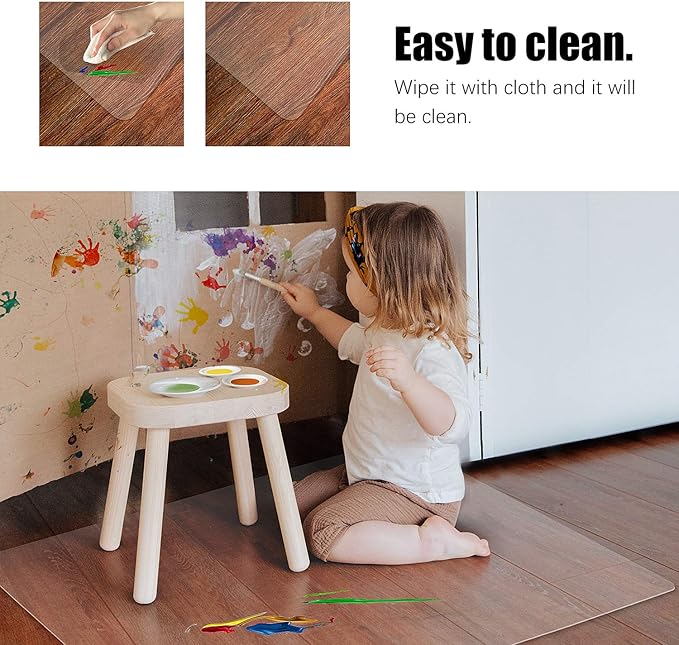 Kuyal Clear Chair mat for Hardwood Floor 46 x 72 inches Transparent Floor Mats Wood/Tile Protection Mat for Office & Home (46" X 72" Rectangle)