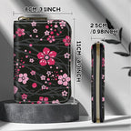 BWEGRHE Cute Credit Card Holder with Zipper, Pink Cherry Blossom RFID-Blocking Card Case Small Wallet for Women Men, Multi-slot Card Organizer Case Travel Accordion Wallet
