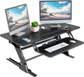 Lubvlook 42 inch Stand Up Desk Converter, Height Adjustable Sit Stand Desk Riser, Black, 42PB