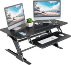 Lubvlook 42 inch Stand Up Desk Converter, Height Adjustable Sit Stand Desk Riser, Black, 42PB