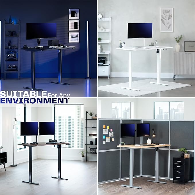 VIVO Electric 71 x 30 in Standing Desk, Memory Height Adjustment, 1B Series, Holds 220 lbs, Black Top Gray Frame, DESK-KIT-1G7B