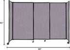 Versare Straightwall Sliding Portable Wall Partition | Freestanding Office Dividers | Locking Wheels | Temporary Room Separator | 7'2'' Wide x 5' Tall Cloud Gray Fabric Panels