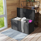 PATIOEASY 100 Gallon Waterproof Large Resin Deck Box，Storage Box for Patio Cushions(Grey)