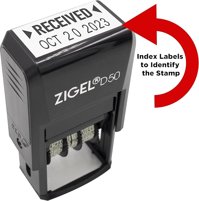 ZIGEL D50 Date Stamp with Scanned - Self Inking Date Stamp - Black