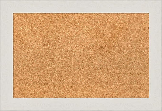 Amanti Art Natural Cork Board for Wall, 17x25 Vision Board with White Frame, Small Corkboard Office Decor for Home Organization, Country Rustic Corkboard Pinboard to Display Items for Home