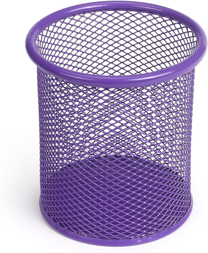 Tamaki Pen Holder Cup for Desk, Desk Organizer Wire Mesh Pencil Cup Holder for Desk Office Pen Organizer (Purple)