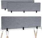 2pcs Privacy Panel, Standing Desk Divider 60"x16" Desktop Office Furniture Partitions, Clamp-On Acoustic Desk Divider Mounted Privacy Panel to Reduce Noise and Visual Distractions (Light Grey)