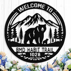 Custom Bear Metal Sign, Personalized Metal Address Signs Plague for Houses, Personalized Last Name Welcome Signs for Home, Rustic Farmhouse Home Porch Yard Decor