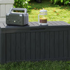 Yardgrace 90 Gallon Waterproof Outside Storage Box - Patio Storage & Outdoor Deck Box, All-Weather Resin Chest for Pool/Garden Accessories, Lockable UV-Resistant, Jet Black