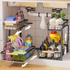 Dihmpor Under Sink Organizer and Storage, 2 Pack Slide Out Under Cabinet Storage Pull Out Sink Shelf Cabinet Storage Shelves, Undersink Organizers for Kitchen Bathroom Cabinet