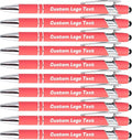 HEYZARDA Personalized Pens with Name Text Logo Custom Ballpoint Pen for Business Office Events with Stylus for Touchscreen 20 Pcs Peach