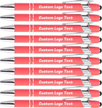 HEYZARDA Personalized Pens with Name Text Logo Custom Ballpoint Pen for Business Office Events with Stylus for Touchscreen 50 Pcs Peach