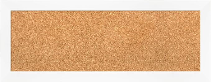 Amanti Art Natural Cork Board for Wall, 15x39 Vision Board with White Frame, Medium Corkboard Office Decor for Home Organization, Modern Corkboard Pinboard to Display Items for Home Organization in