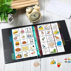 Communication Book Bulk 162 Laminate Icon Picture Cards with 5 Multicolor Dividers 1 Sentence Strip for Autism Vocabulary Language Speech Articulation Learning Supplies(Cartoon)