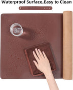 Wolaile PU Leather Desk Pad Blotter 27x13 inches,Non-Slip Base Waterproof Surface Office Desk Mat,Large Computer Mouse Pad,Old Desktop Cover Decor,Brown