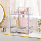 Vtopmart Stackable Storage Drawers Set of 5, Clear Plastic Organizer Bins for Baby Bottle, Beauty Supplies Storage, Ideal for Kichen Countertop, Vanity, Bathroom, Cabinet, Pantry Organization