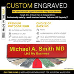 Door Name Plate Personalized for Office Red Plastic Name Plate with Yellow Letters - Made in USA 2x12 B22
