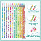 100 Pcs Motivational Pencils Bulk, Rainbow Inspirational School Pencils for Classroom, Cute Pencil with Encourage Positive Sayings, Back to School Supplies for Kids Student Teacher Classroom Reward