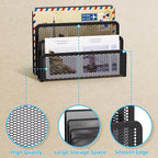 Marbrasse Mail Organizer for Desk, 3-Slot Mesh Metal Mail Holder countertop, Letter Holder, Office Desktop Envelope and Document Storage Rack (Black)