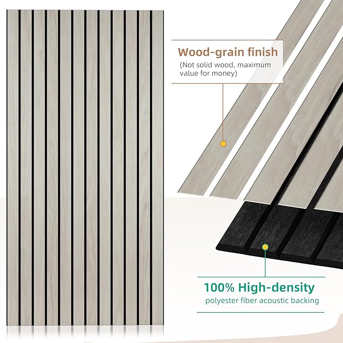 10 Pack Large Acoustic Panels 47.2”x23.6”, Decorative Acoustic Wall Panel, Sound Proof Panel with Simulated Wood Grain Finish, for Office,Home Theater,Studio,Living Room, Natural Oak