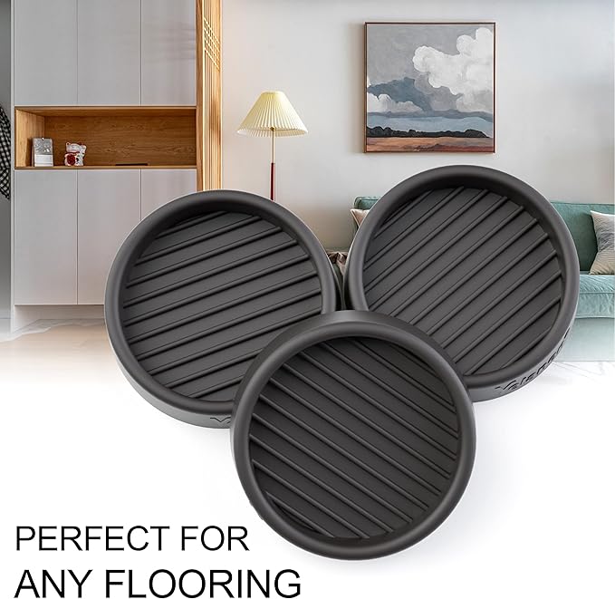Furniture Coasters - 8 Pcs 2”Round Furniture Caster Cups - Non Slip Pads Hardwoods Floors Non Skid Furniture Grippers Rubber Furniture Feet Anti Slide Floor Protector for Bed Couch Stoppers Black