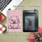 BWEGRHE Small Travel Wallets, Pink Pig Slim Minimalist Front Pocket Wallet with Wristlet, RFID Blocking PU Leather Credit Card Holder with ID Window Change Purse for Men Women