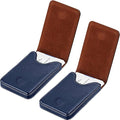 Outus 2 Pieces Business Card Holder, PU Leather Business Card Case Pocket Wallet with Magnetic Shut for Valentines Gift Men Women(Blue,Classic)