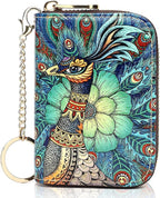 APHISON RFID Credit Card Holder Wallets for Women Leather Zipper Card Case for Ladies Keychain Wallet