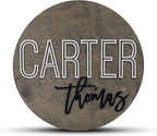 Custom Round Nursery Name Sign, Personalized Wooden Wall Plaque, 12" 18" 24", 30" 3D Wall Art for Children & Kids Rooms, Baby Shower, Hickory Hollow Designs (Carter Thomas)