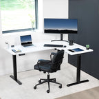VIVO Electric Corner 63 x 47 inch L-Shaped Standing Desk, Memory Height Adjustment, White Top Black Frame, DESK-E3CTBW-47