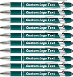 HEYZARDA Personalized Pens with Name Text Logo Custom Ballpoint Pen for Business Office Events with Stylus for Touchscreen 20 Pcs Dark Green