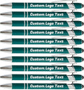 HEYZARDA Personalized Pens with Name Text Logo Custom Ballpoint Pen for Business Office Events with Stylus for Touchscreen 10 Pcs Dark Green