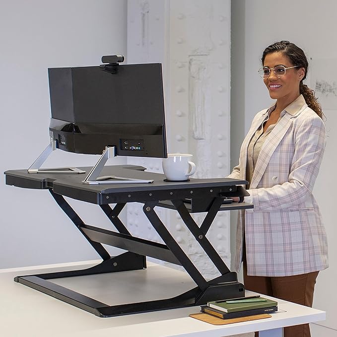 Ergotron – WorkFit-TL Standing Desk Converter, Dual Monitor Sit Stand Desk Riser for Tabletops – 37.5 Inch Width, Black