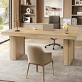 Tribesigns 63" Executive Desk, Modern Executive Office Desk with Thickened Desktop and Heavy-Duty Legs, Wood Writing Workstation Study Table Conference Table for Office, Natural