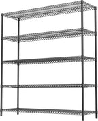 M MZG 5 Tiers Storage Shelves Load 3300LBS, Metal Shelving Wire Metal Shelving Unit Shelves for Storage Adjustable Garage Shelving for Pantry Kitchen Garage Black 17.7" D x 59.1" W x 70.4" H