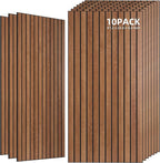 TO-TH Wood-Look Acoustic Wall Panels, 10 Pack 47.2” x 23.6” Sound Panels, Decorative Wood Panels for Wall Sound Dampening Panels for Home, Office, Basement, Cherry with Mitered Edges