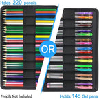 YOUSHARES Colored Pencil Case 220 Slots Pen Case Organizer With Handy Wrap & Zipper, Multilayer Holder for Prismacolor Colored Pencils & Gel Pen (Forest)