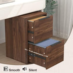 FATIGOS 2 Drawer File Cabinets, Wood File Cabinet with Hanging Bar for Letter Size, Under Desk Drawer, Small File Cabinets for Home Office, Dark Walnut
