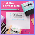 ExcelMark Address Stamp - Custom Return Address Stamp with Elegant Designs, Vibrant Colors & Patterns – Perfect for Mail, Invitations & Gifts (Pink Mount, Signature Script)