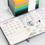 AHGXG Bullet Dotted Journal - 320 Numbered Pages Dot Grid Notebook A5 Thick Journal, 100gsm Thick Dotted Paper, Leather Hardcover,Inner Pocket, 5.75'' × 8.38'' - Black