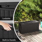 Decksplore 75 Gallon Outdoor Storage Box with Wheels, Waterproof Lockable Resin Deck Box Patio Storage Bin for Pool Accessories Cushion Furniture, Garden Tools, UV-Resistant Outside Delivery Black