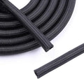 Flauzmann 1/2" Braided Cable Sleeve - 10Ft Cat Cord Protector Split Wire Loom Tubing Flexible Self Wrapping for USB, Audio, Automotive Cord, Dog Chew Proof Cable Protector - Black